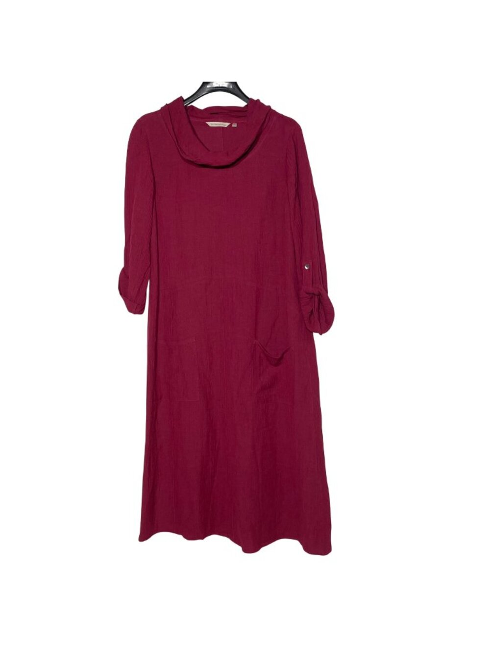 Soft Surroundings Everly Gauze Crinkle Cowl Neck Midi Dressโ Sz MED Lagenlook
